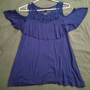 Elegant Blue Lace Women's Top